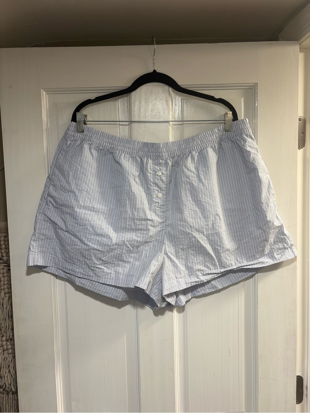 H&M Light Blue & White Striped High Waist Women's Shorts